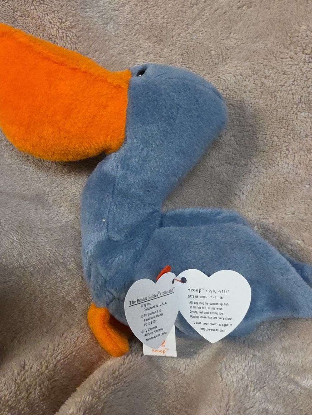Ty Plush Bird Scoop in Blue and Orange